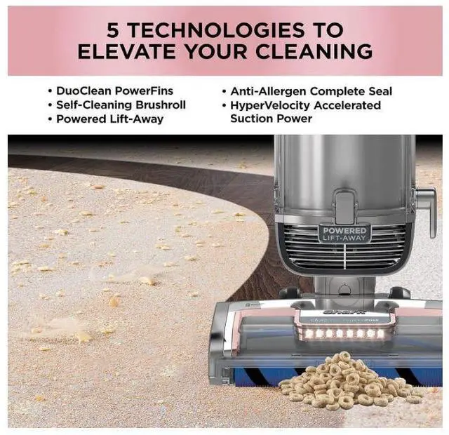 Alt view image 5 of 7 - Shark AZ2002 Vertex DuoClean PowerFins Upright Vacuum with Powered Lift-Away Self-Cleaning Brushroll and HEPA Filter, 1 Quart Dust Cup Capacity, Rose Gold