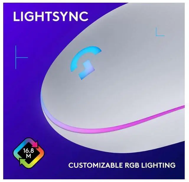 Alt view image 4 of 5 - Logitech G203 Wired Gaming Mouse | 8,000 DPI, LIGHTSYNC RGB, 6 Programmable Buttons PC/Mac Compatible White Grade A