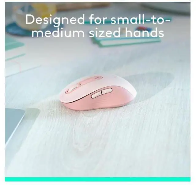Alt view image 3 of 5 - Logitech Signature M650 Mouse - Optical - Wireless - Bluetooth/Radio Frequency - Rose - USB - 2000 dpi - Scroll Wheel - 5 Button(s) - 5 Programmable Button(s) - Medium Hand/Palm Size