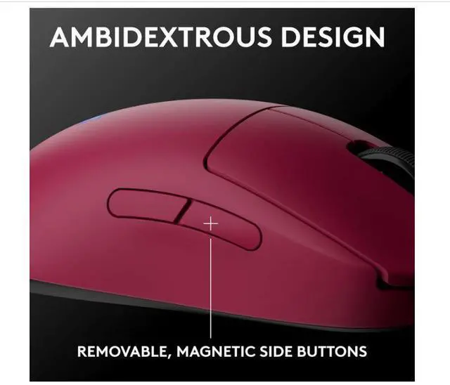 Alt view image 2 of 4 - Logitech G PRO 2 LIGHTSPEED Wireless Gaming Mouse, Right- or Left-Handed Mouse with up to 4 Customizable and Switchable Magnetic Side Buttons, 44K DPI Sensor, USB-C Charging, for PC/Mac - Magenta