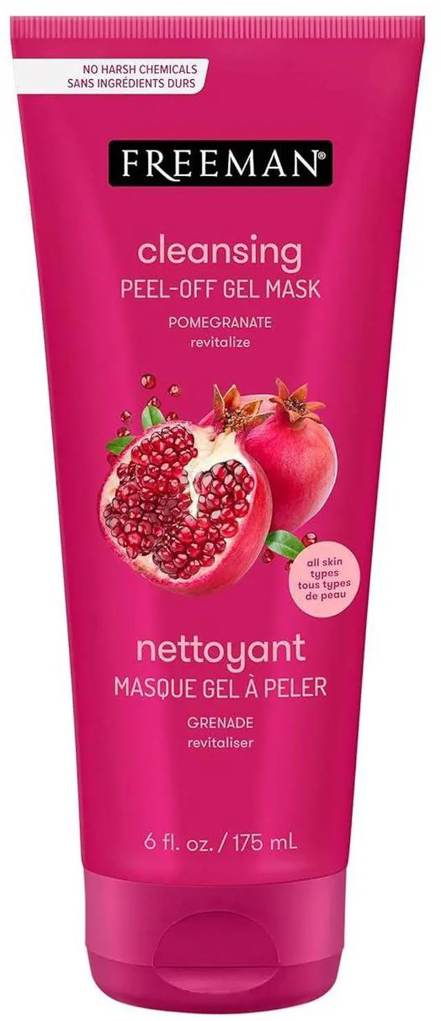Main image of Freeman Cleansing Peel-Off Mask, Pomegranate Face Mask, Antioxidant Rich, Facial Mask Protects & Purifies Skin, Safe For All Skin Types, No Harsh Chemicals, 6 fl. oz./175 ml Tube, 1 Count