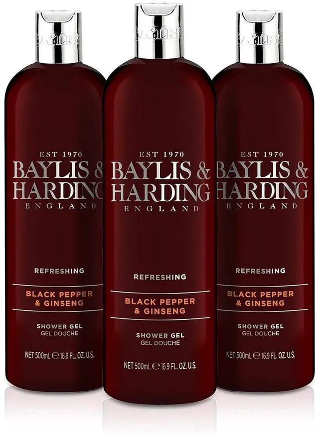 Main image of Baylis & Harding Black Pepper Moisturising Shower Gel, 500 ml, Pack of 3