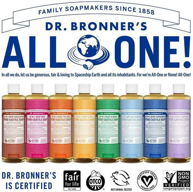 Alt view image 5 of 7 - Dr. Bronner's - Pure-Castile Liquid Soap (Rose, 16 ounce) - Made with Organic Oils, 18-in-1 Uses: Face, Body, Hair, Laundry, Pets and Dishes, Concentrated, Vegan, Non-GMO