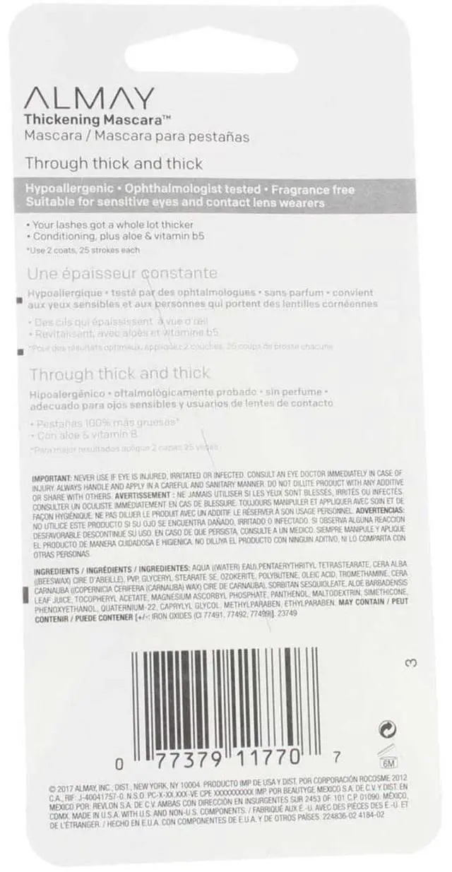 Alt view image 4 of 6 - Almay One Coat Nourishing Thickening Mascara, Black 402 .4 fl oz (11.8 ml)