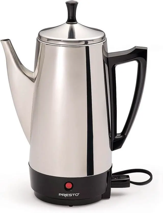 Main image of Presto 02811 Stainless Steel Electric Coffee Percolator - 12-Cups, Easy-Pour Spout, Stay-Cool Handle, Make 2-12 Cups