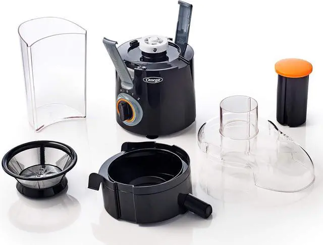 Alt view image 3 of 7 - Omega Juicer Large Chute High Speed Centrifugal Extractor For Fruits and Vegetables, Features 3 Speeds Compact Design Large Pulp Container, 250-Watts, Black