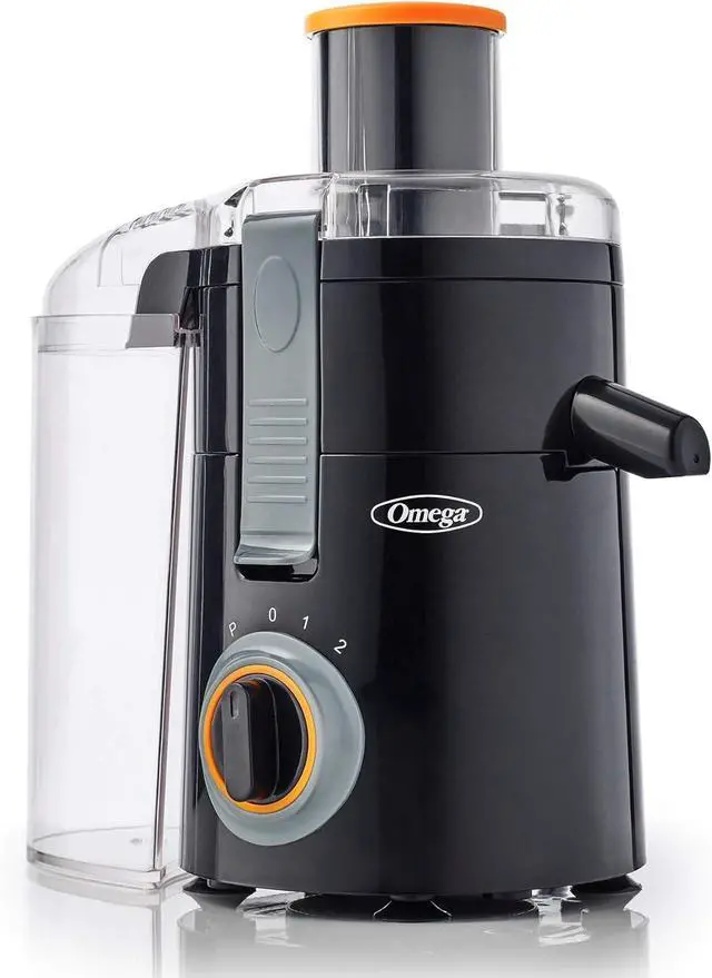 Alt view image 2 of 7 - Omega Juicer Large Chute High Speed Centrifugal Extractor For Fruits and Vegetables, Features 3 Speeds Compact Design Large Pulp Container, 250-Watts, Black
