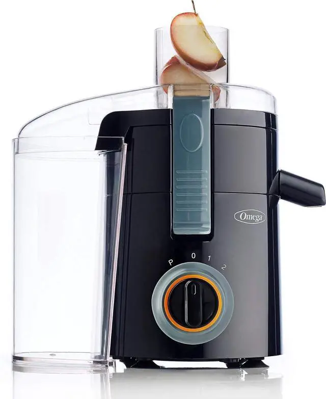 Alt view image 6 of 7 - Omega Juicer Large Chute High Speed Centrifugal Extractor For Fruits and Vegetables, Features 3 Speeds Compact Design Large Pulp Container, 250-Watts, Black
