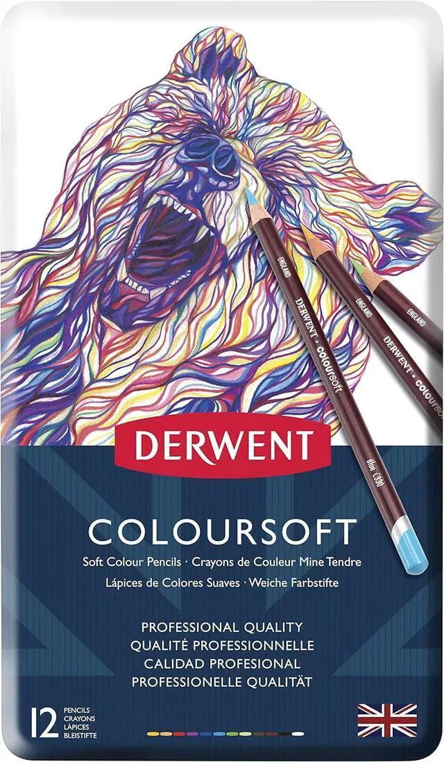 Main image of Derwent Colorsoft Pencils, 4mm Core, Metal Tin, 12 Count (0701026)