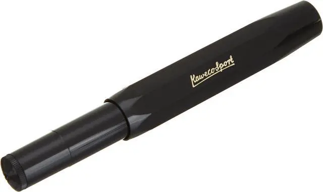 Alt view image 5 of 5 - Kaweco CLASSIC SPORT Fountain Pen Black with 23 Carat Gold-Plated Steel Nib and Iridium Tip for Ink Cartridges I Sport Fountain Pen 13 cm I Nib: F (Fine)