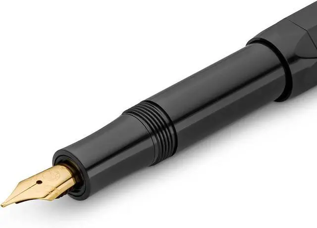 Main image of Kaweco CLASSIC SPORT Fountain Pen Black with 23 Carat Gold-Plated Steel Nib and Iridium Tip for Ink Cartridges I Sport Fountain Pen 13 cm I Nib: F (Fine)