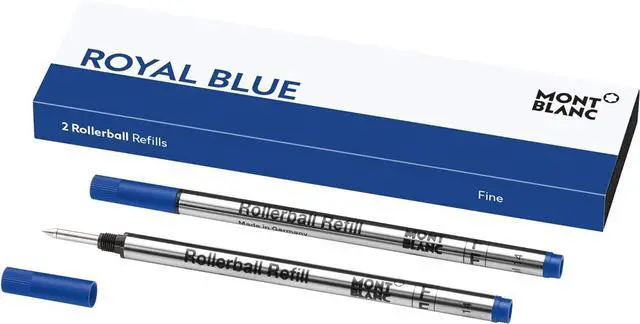 Main image of Montblanc Rollerball Refills (F) Royal Blue 124501  Quick-Drying Pen Refills for Montblanc Rollerball and Fineliner Pens  2 x Dark Blue Pen Cartridges