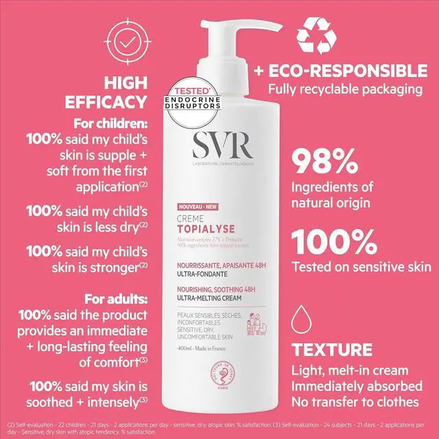 Alt view image 5 of 5 - SVR Topialyse Cream - Nourishing & Soothing Face & Body Cream for Dry Sensitive Skin - Moisturizer for Babies (Except Premature), Kids and Adults - Intense Hydration with Shea Butter