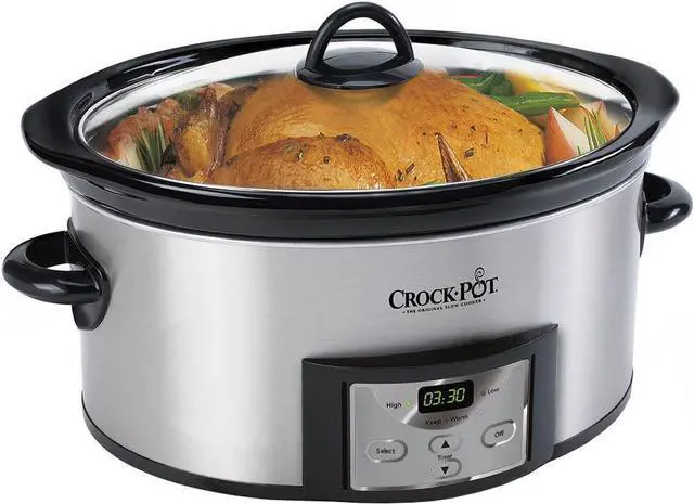 Alt view image 3 of 7 - Crock-Pot 6-Quart Countdown Programmable Oval Slow Cooker with Dipper, Stainless Steel, SCCPVC605-S