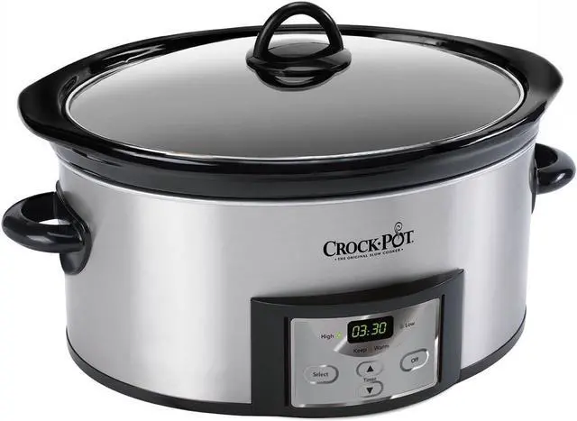 Alt view image 2 of 7 - Crock-Pot 6-Quart Countdown Programmable Oval Slow Cooker with Dipper, Stainless Steel, SCCPVC605-S
