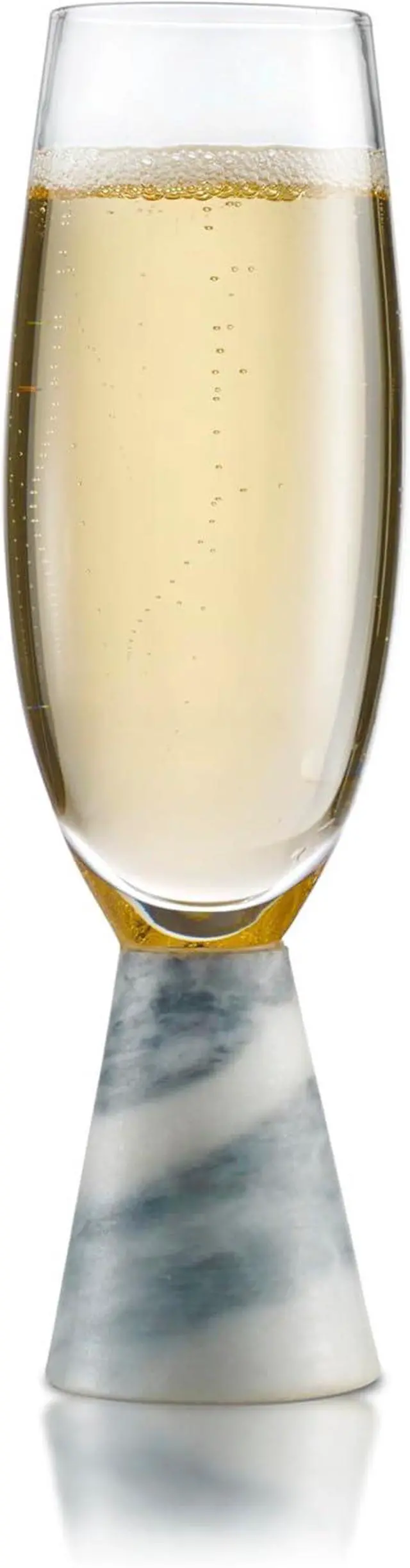 Alt view image 4 of 5 - QUALIA Marble Flute Glasses Set of 2, 6 oz Crystal Champagne Flutes with Marble Base, Elegant Mimosa Cups, Prosecco Glasses, Cute Wedding Toasting Cups, Fancy Glassware for Bridesmaids, Wedding Gifts