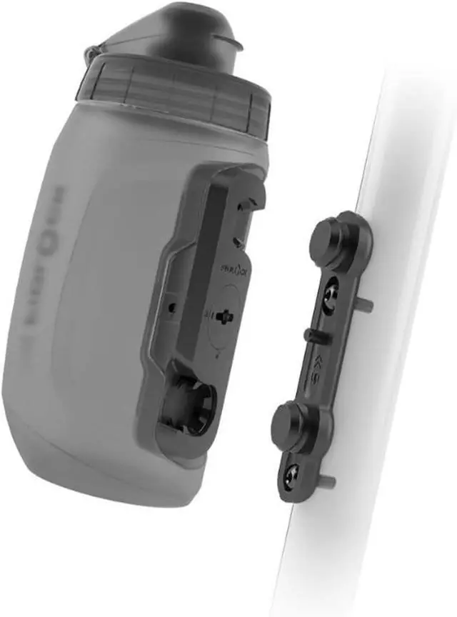 Main image of FIDLOCK Twist Bottle 450ml/15oz + Base Systems | New Leak-Proof, Self-Sealing Bottle Cap | Bike Water Bottle Holder with No Screws & Attached Bottle | Cage Free Magnetic Rack | Smoke