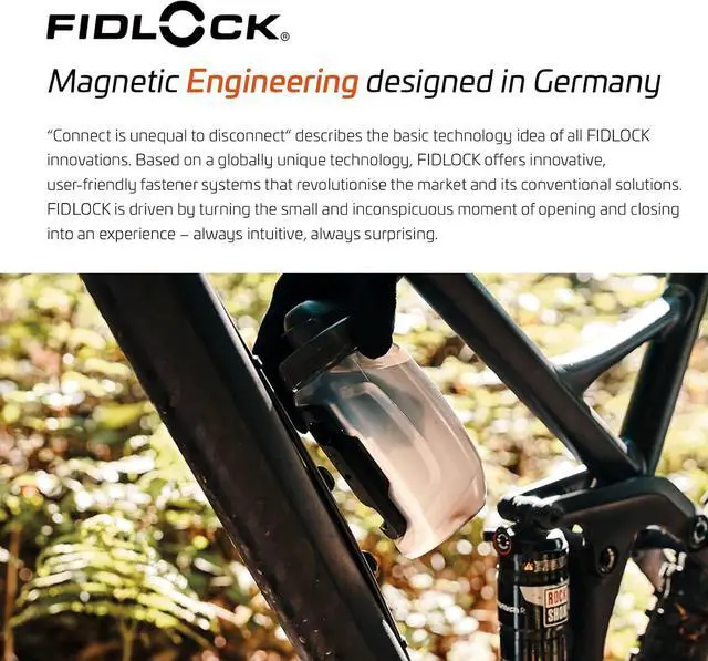 Alt view image 7 of 7 - FIDLOCK Twist Bottle 450ml/15oz + Base Systems | New Leak-Proof, Self-Sealing Bottle Cap | Bike Water Bottle Holder with No Screws & Attached Bottle | Cage Free Magnetic Rack | Smoke