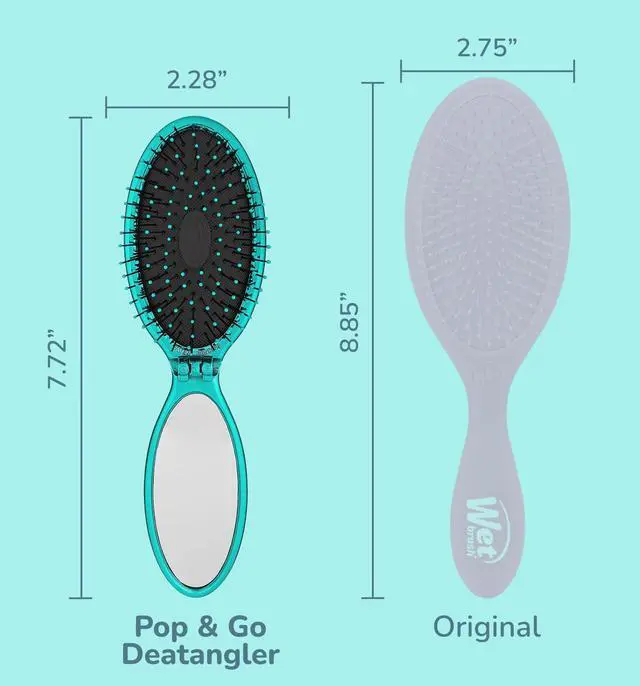 Alt view image 3 of 4 - Wet Brush Pop Go Detangler, Blue Teal - Foldable, On-The-Go Design, Travel Brush, Ultrasoft IntelliFlex Bristles, Detangling Hairbrush, Built-In Mirror Handle, Wet & Dry, All Hair Types