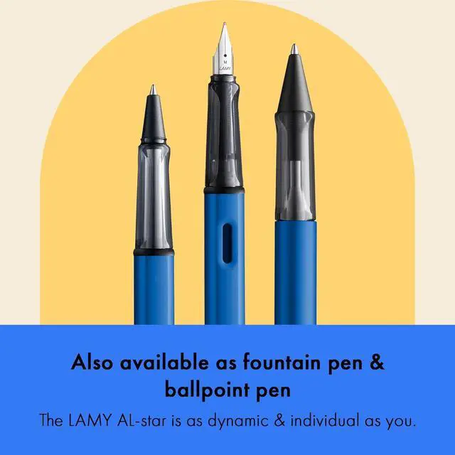 Alt view image 2 of 6 - Lamy AL-star oceanblue - Rollerball Pen pen with transparent, ergonomic grip & line width M - lightweight aluminum body - including rollerball refill M 63 in black