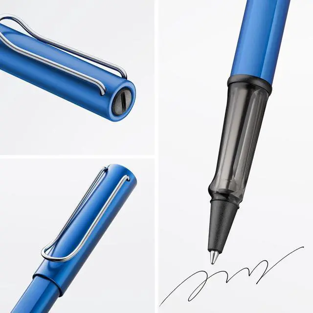 Alt view image 5 of 6 - Lamy AL-star oceanblue - Rollerball Pen pen with transparent, ergonomic grip & line width M - lightweight aluminum body - including rollerball refill M 63 in black
