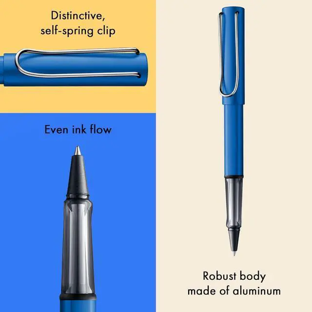 Alt view image 3 of 6 - Lamy AL-star oceanblue - Rollerball Pen pen with transparent, ergonomic grip & line width M - lightweight aluminum body - including rollerball refill M 63 in black