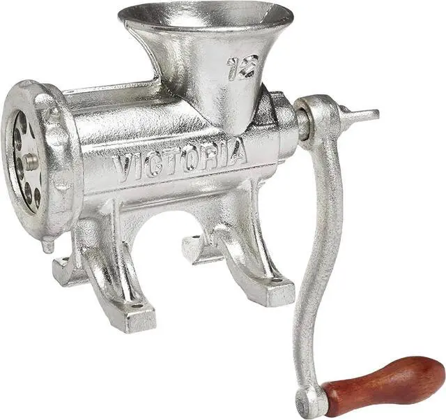 Main image of Victoria Cast Iron Meat Grinder with a Table Fixed Mount, Manual Sausage Grinder and Meat Mincer, Number 12, Made in Colombia