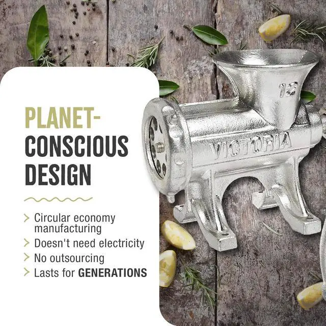 Alt view image 6 of 6 - Victoria Cast Iron Meat Grinder with a Table Fixed Mount, Manual Sausage Grinder and Meat Mincer, Number 12, Made in Colombia