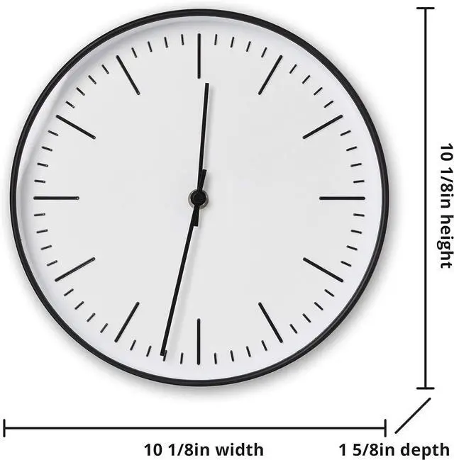 Alt view image 3 of 6 - RCA RCWC10BW Wall Clock, 10" Round - Black. Decorative Wall Clock - Battery Operated Quartz Accuracy - Large Display Clock