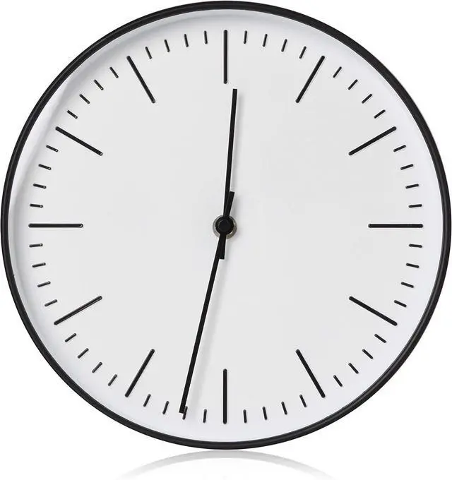 Main image of RCA RCWC10BW Wall Clock, 10" Round - Black. Decorative Wall Clock - Battery Operated Quartz Accuracy - Large Display Clock