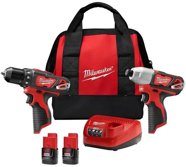 Main image of Milwaukee M12 Combo Drill Impact Driver Kit 2 Tools 2 Batteries 2494-22