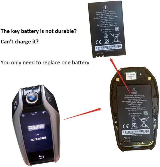 Alt view image 5 of 7 - MKD35UP LCD key battery 530le 730 740 745 760li 530l is suitable for 5-series 6-series GT 7-series X3 X5 X6 series automobile LCD key