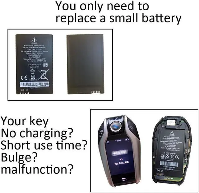 Alt view image 6 of 7 - MKD35UP LCD key battery 530le 730 740 745 760li 530l is suitable for 5-series 6-series GT 7-series X3 X5 X6 series automobile LCD key