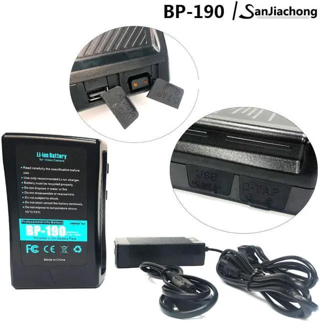 Alt view image 2 of 7 - Sanjiachong 190Wh(13400mAh) V Mount/V-Lock Battery Compatible Video Camera Camcorder Broadcast LED Light with D-Tap Charger