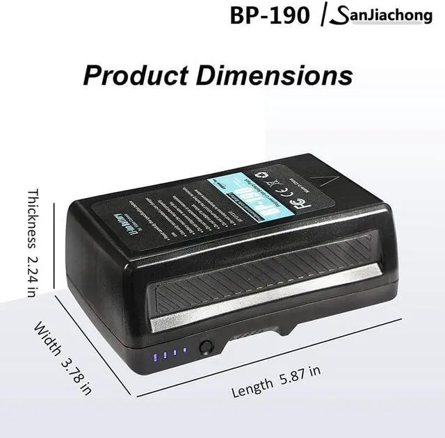 Alt view image 6 of 7 - Sanjiachong 190Wh(13400mAh) V Mount/V-Lock Battery Compatible Video Camera Camcorder Broadcast LED Light with D-Tap Charger