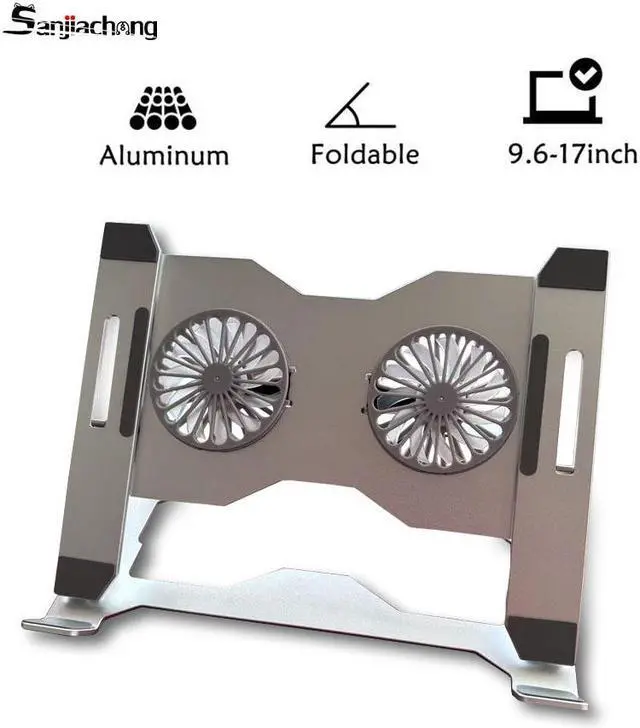 Alt view image 4 of 4 - Laptop Tablet Stand with Fan,Adjustable Laptop Tablet Stand,Multi-Angle Stand,Phone Stand Portable Foldable Laptop Tablet Riser Notebook Holder Stand for All 11-17.3 Inches Tablet or Laptop Notebook