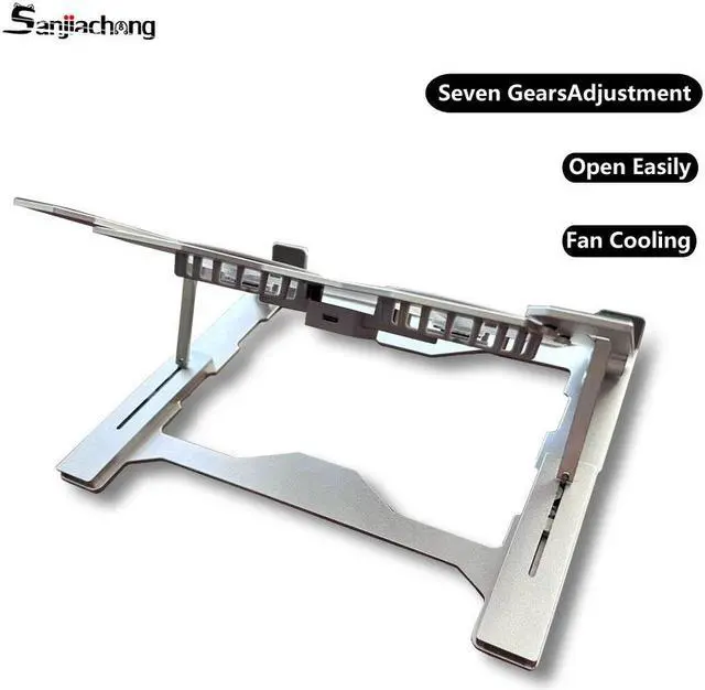 Alt view image 2 of 4 - Laptop Tablet Stand with Fan,Adjustable Laptop Tablet Stand,Multi-Angle Stand,Phone Stand Portable Foldable Laptop Tablet Riser Notebook Holder Stand for All 11-17.3 Inches Tablet or Laptop Notebook