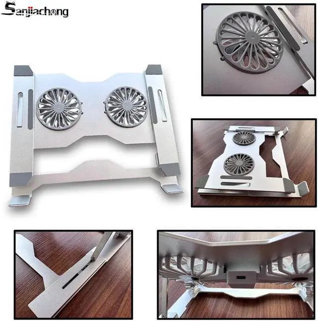 Alt view image 3 of 4 - Laptop Tablet Stand with Fan,Adjustable Laptop Tablet Stand,Multi-Angle Stand,Phone Stand Portable Foldable Laptop Tablet Riser Notebook Holder Stand for All 11-17.3 Inches Tablet or Laptop Notebook