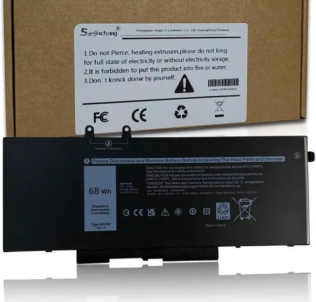 Main image of 4GVMP laptop battery replacement suitable for Dell Latitude 5400 5500 Precision 3540 3550 7590 7591 7791 2-in-1 series RF7WM X77XY C5GV2 9JRYT MCV1G 1V1XF R8D7N 4-battery 7.6V 68Wh