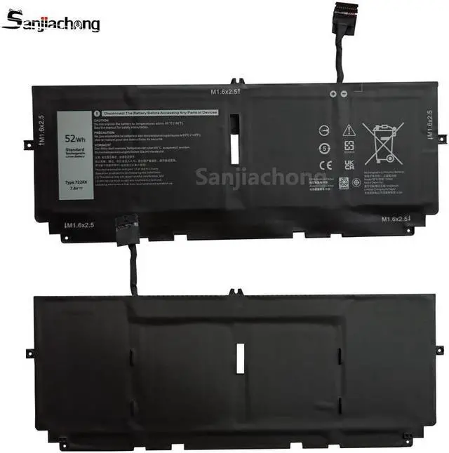 Alt view image 2 of 3 - 722KK 52Wh Laptop Battery Compatible with Dell XPS 13 9300 2020,9310 2020,9380 2020, P117G P117G002 P117G001 Series 0WN0N0 WN0N0 02XXFW 2XXFW FP86V 7.6V 52Wh 6800mAh