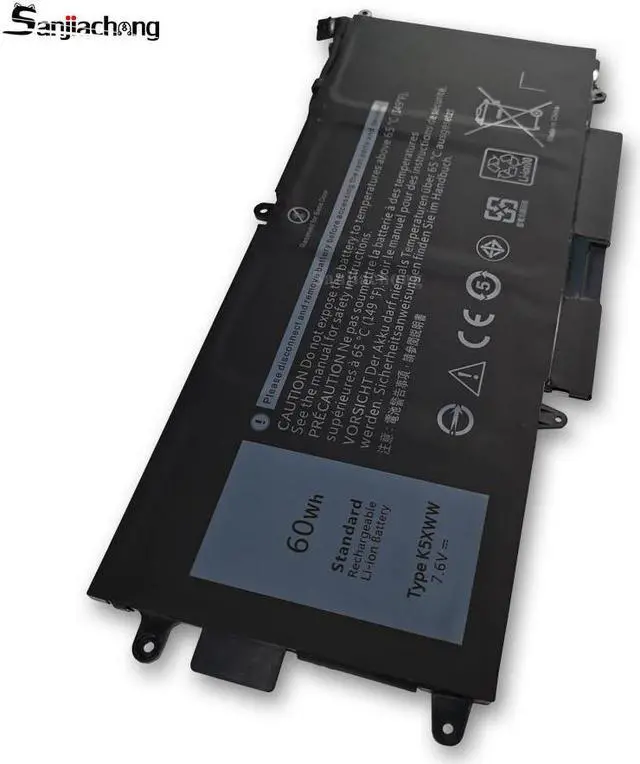 Alt view image 3 of 5 - K5XWW Battery Replacement for Dell Latitude 7389 Latitude 7390 Latitude 12 5000 5289 2-in-1 L3180 E5289 P29S001 P29S002 Series Laptop 451-BBZC 6CYH6 71TG4 725KY N18GG CFX97 7.6V 60Wh 4Cell