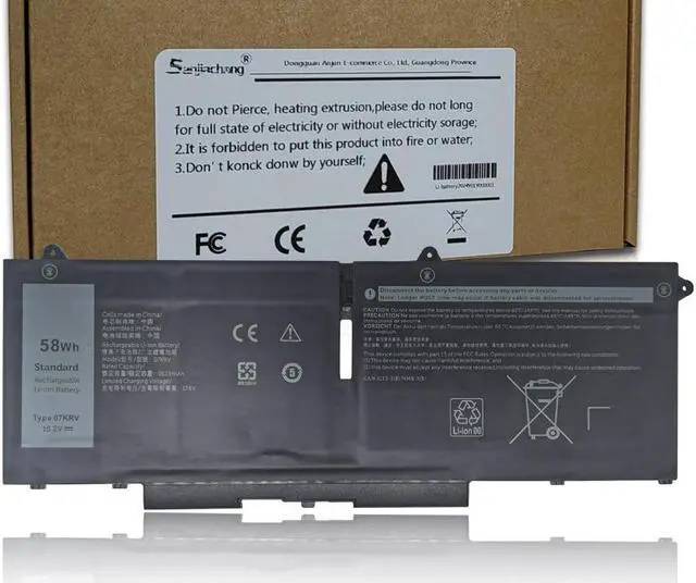Main image of 07KRV Laptop Battery 58Wh 3625mAh 15.2V Compatible with Dell Latitude 5430 5530 / Precision 3570 / P104F P137G Series M69D0 H4PVC 0H4PVC O7KRV Y86WG 0Y86WG 078FWY 08WRCR 8WRCR 4FVJG