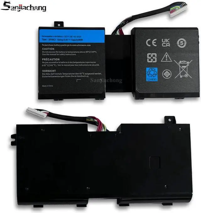 Alt view image 6 of 6 - 2F8K3 Laptop Battery for Dell Alienware 17 R1 17X M17X-R5, Alienware 18 R1 18X M18X-R3 Series P18E P18E001 P19E P19E001 02F8K3 G33TT KJ2PX 0KJ2PX 0G33TT 0NU209 451-BBCB 86Wh