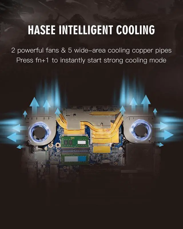 Alt view image 7 of 7 - Hasee T8 (16'', i5-12500H, RTX3060), Gaming Laptop, i5-12500H 4.5GHz, 16G DDR4 RAM, 512G NVMe PCIe4.0 SSD, RTX3060 6G GDDR6, 16'' 2.5K 165Hz IPS Display, RGB KB, WiFi6, BT5.2, Win11, Obsidian Black