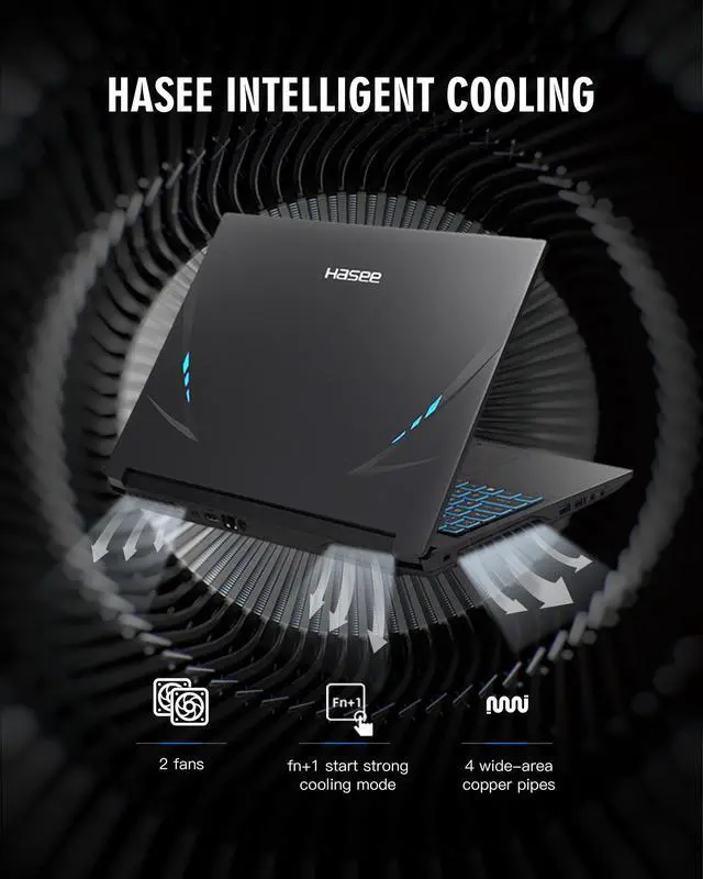 Alt view image 6 of 6 - Hasee Z8 (15.6'', i7-11800H, RTX3060), Gaming Laptop, i7-11800H 4.6GHz, 16G DDR4 RAM, 512G NVMe PCIe4.0 SSD, RTX3060 6G GDDR6, 15.6'' 144Hz 1920x1080 FHD IPS Display, RGB KB, WF, BT, Win11, Ore Black