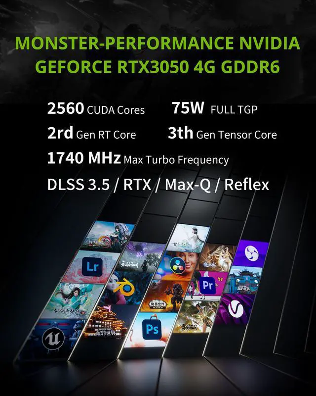 Alt view image 4 of 6 - Hasee Z8 (15.6'', i5-12450H, RTX3050), Gaming Laptop, i5-12450H 4.4GHz, 16G DDR4 RAM, 512G NVMe PCIe4.0 SSD, RTX3050 4G GDDR6, 15.6'' 144Hz 1920x1080 FHD IPS Display, RGB KB, WF6,BT, Win11, Ore Black