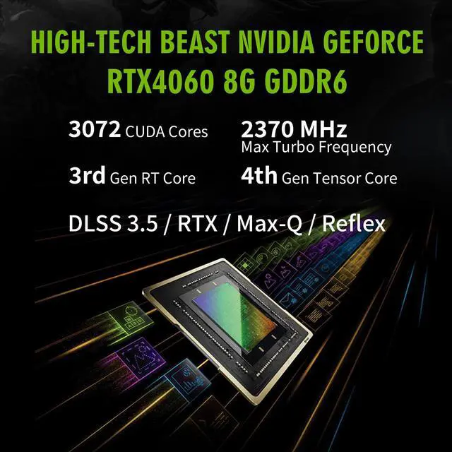 Alt view image 4 of 6 - Hasee S8 (15.6'', i7-13620H, RTX4060), Gaming Laptop, i7-13620H 4.9GHz, 16G DDR4 RAM, 512G NVMe PCIe4.0 SSD, RTX4060 8G GDDR6, 15.6'' 165Hz QHD IPS Display, Backlit KB, WF6,BT5.2, Win11, Desert Black