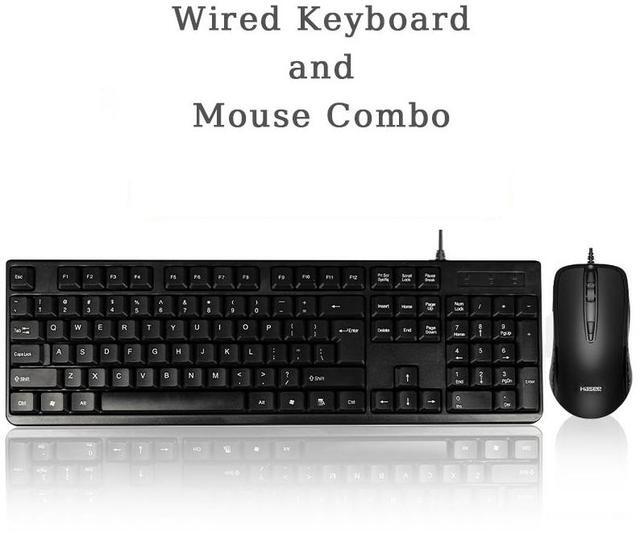 Main image of Hasee S-M11 Wired Keyboard and Mouse Combo for Windows, Optical Wired Mouse, Plug and Play, Full-Size Keyboard, Spill-Resistant, Quiet Typing, Compatible with PC, Laptop - Black