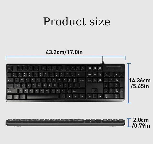Alt view image 7 of 7 - Hasee S-M11 Wired Keyboard and Mouse Combo for Windows, Optical Wired Mouse, Plug and Play, Full-Size Keyboard, Spill-Resistant, Quiet Typing, Compatible with PC, Laptop - Black