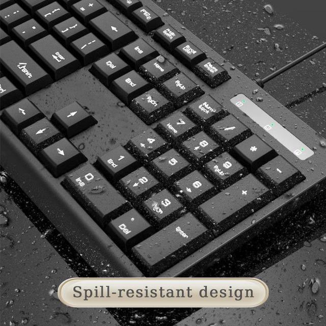 Alt view image 4 of 7 - Hasee S-M11 Wired Keyboard and Mouse Combo for Windows, Optical Wired Mouse, Plug and Play, Full-Size Keyboard, Spill-Resistant, Quiet Typing, Compatible with PC, Laptop - Black